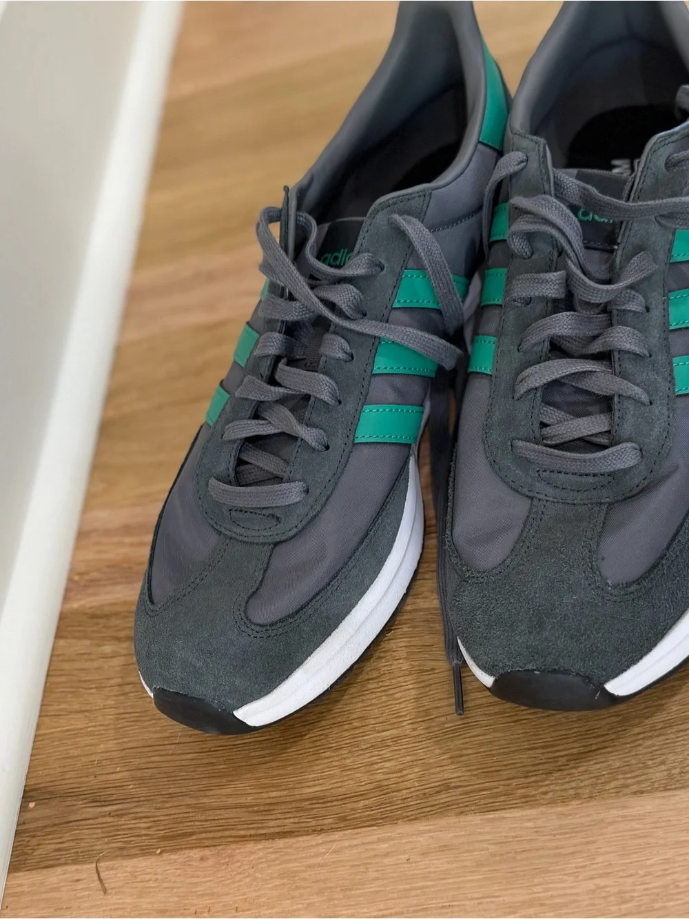adidas Gray and Teal Three-Stripe Men's Sneakers